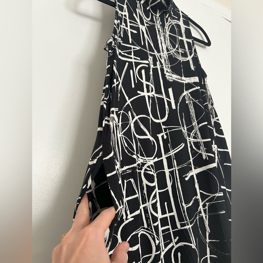 Sara Campbell Black White Letter Mockneck Sleeveless Dress - Picture 4 of 7